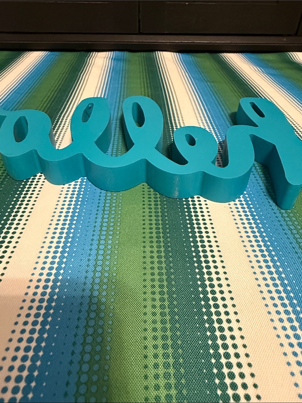 Blue "hello" Script Sign - Home Decor - Picture 3 of 6